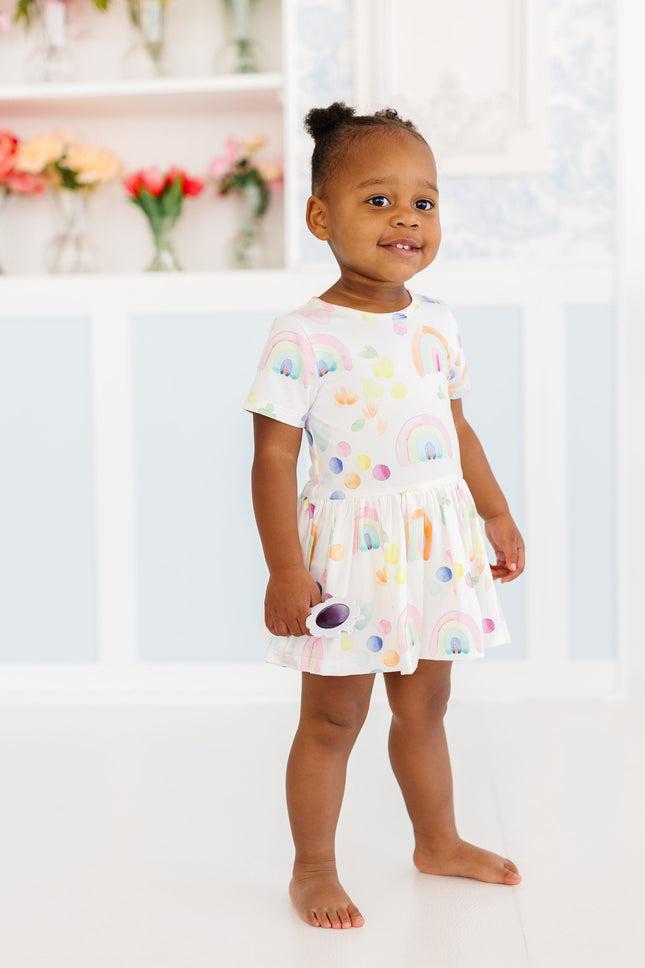 SALE Watercolor Rainbows S/S Twirl Bodysuit