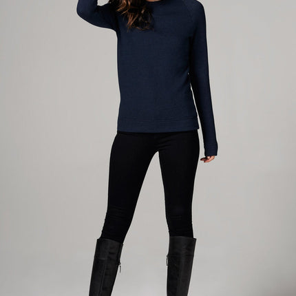 WOMEN'S FRENCH TERRY SLIM FIT PULLOVER SWEATSHIRT - NAVY