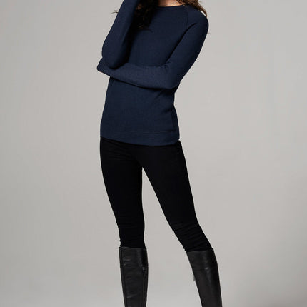 WOMEN'S FRENCH TERRY SLIM FIT PULLOVER SWEATSHIRT - NAVY