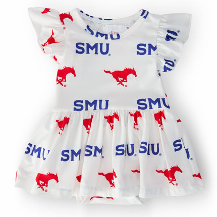 SMU White Mustang Flutter Twirl Bodysuit