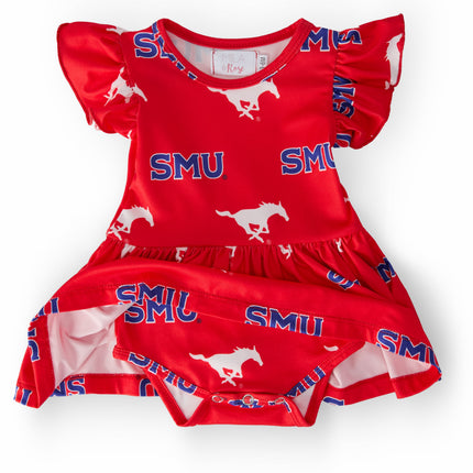 SMU Red Mustang Flutter Twirl Bodysuit