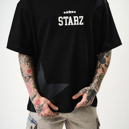 Men's Oversize 'STARZ / 22' Graphic T-Shirt - Streetwear Star Print Tee