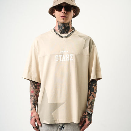 Men's Oversize 'STARZ / 22' Graphic T-Shirt - Streetwear Star Print Tee