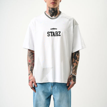 Men's Oversize 'STARZ / 22' Graphic T-Shirt - Streetwear Star Print Tee
