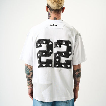 Men's Oversize 'STARZ / 22' Graphic T-Shirt - Streetwear Star Print Tee