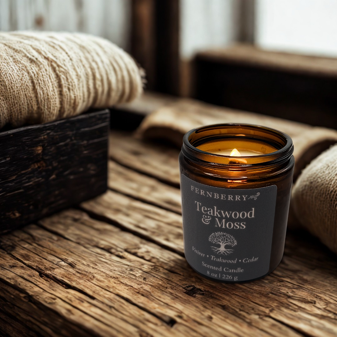 Teakwood & Moss - 8oz  Wood Wick Candle