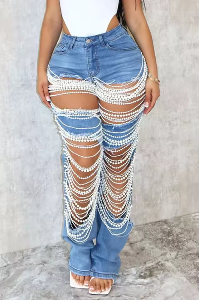 Pearl Waterfall Flare Jeans