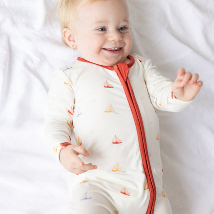 Sailboat Bamboo Convertible Footed Onesie