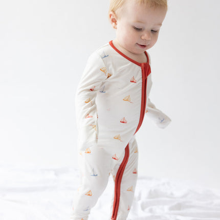 Sailboat Bamboo Convertible Footed Onesie