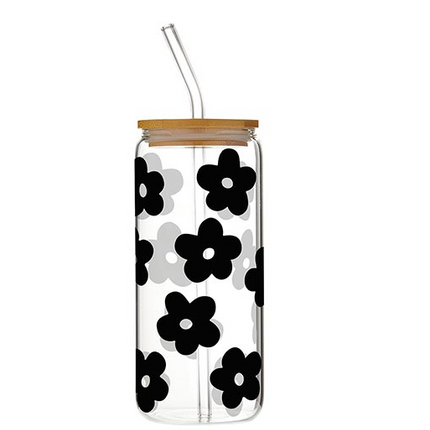 Black Flower Tumbler