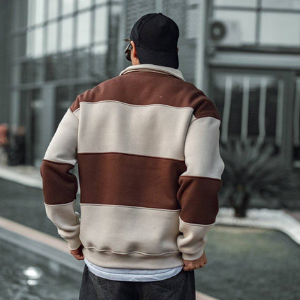 Shirt Collar Two-Toned Buttoned Sweatshirt - Stylish and Comfortable Design