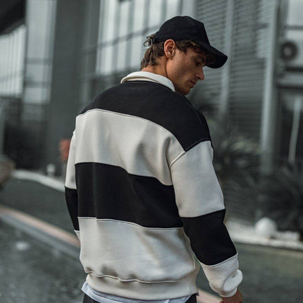 Shirt Collar Two-Toned Buttoned Sweatshirt - Stylish and Comfortable Design