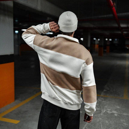 Shirt Collar Two-Toned Buttoned Sweatshirt - Stylish and Comfortable Design