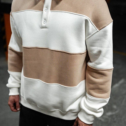Shirt Collar Two-Toned Buttoned Sweatshirt - Stylish and Comfortable Design