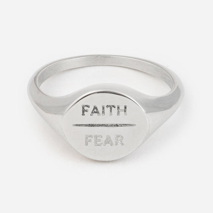Silver Faith Over Fear Ring