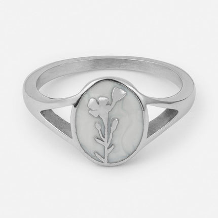 Silver Wildflower Signet Ring