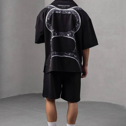 Snake Print Unisex Shirt – Black Button-Up
