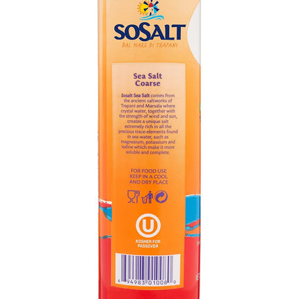 SoSalt, Coarse Natural Sea Salt, Shaker, 12 x 750g (26.5 oz)