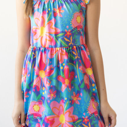 Springing Around Ruffle Cross Back Dress