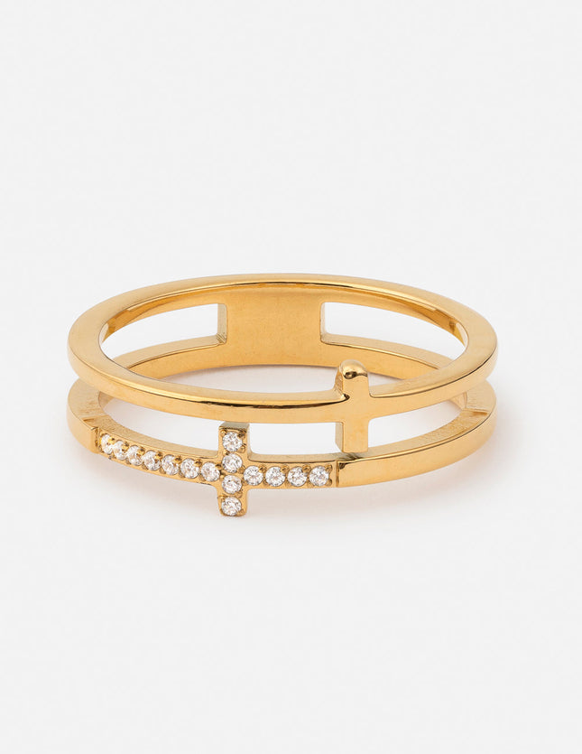 Stacked Cross Gem Ring