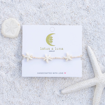 White Starfish Beaded Anklet