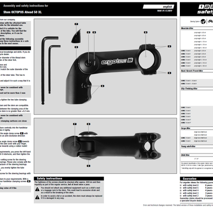 Ergotec Stem Octopus XL (Ahead 50, 28.6/31.8, 50/115mm | Black Sandblasted)