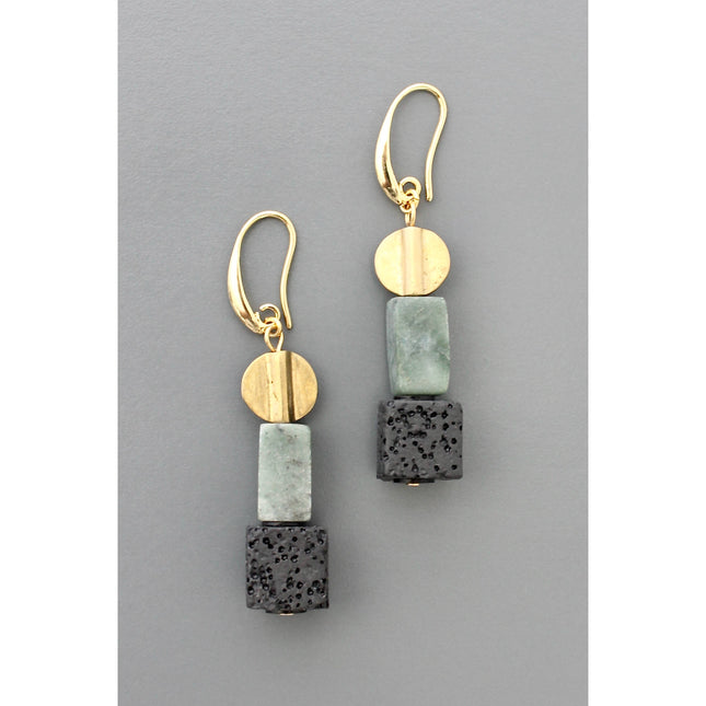Lava rock and serpentine earrings