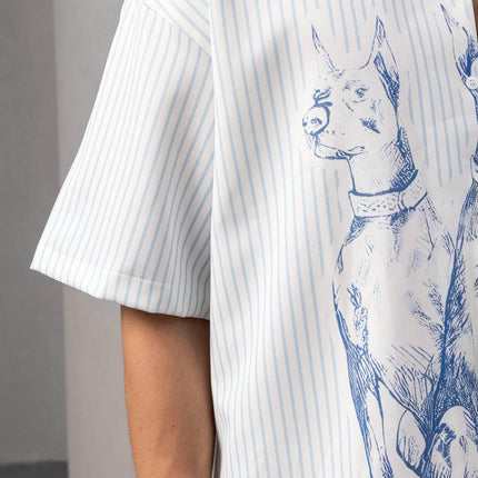 Striped Dog Print Shirt