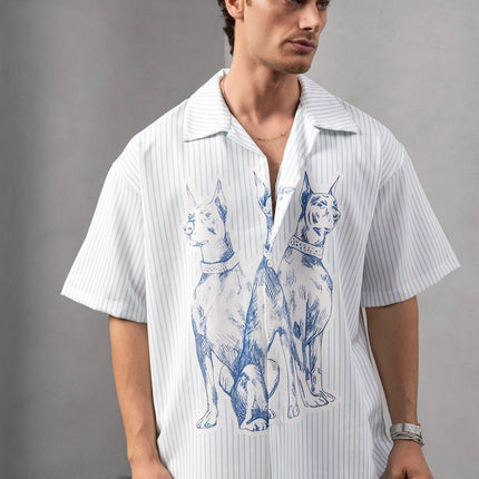 Striped Dog Print Shirt