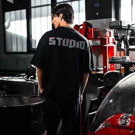 Studio Graphic Cotton Tee - Minimalist Text Print T-Shirt