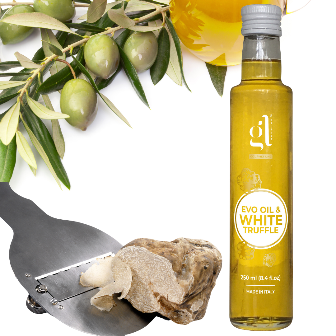 GL Truffle Gourmet, Extra Virgin Olive Oil & Black Truffle with truffle slices (8.5 FL Oz) 250 ml
