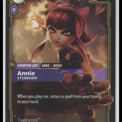 Annie - Stubborn #010/024 Rare - Riftbound Origins TCG
