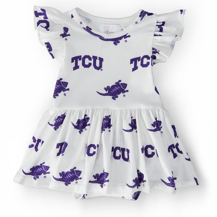 TCU White Frog Flutter Twirl Bodysuit