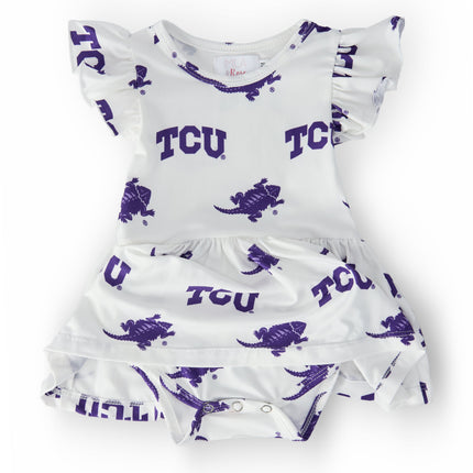 TCU White Frog Flutter Twirl Bodysuit