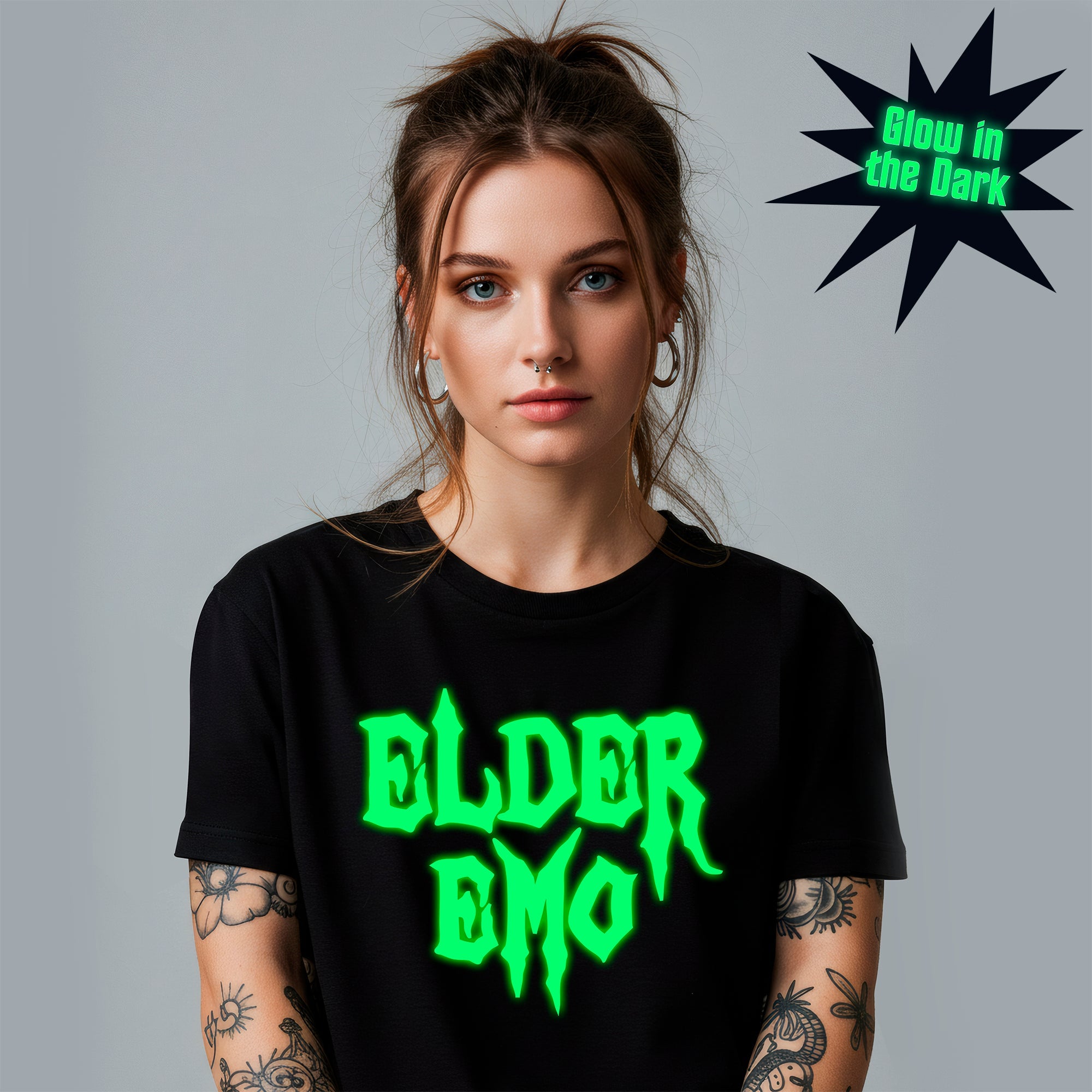 Glow in the Dark Elder Emo Black Tee Shirt