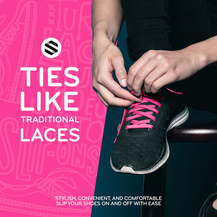 Neon Pink Flat Elastic Stretch Shoe Laces