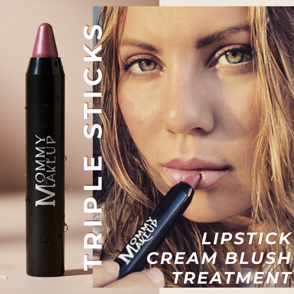 Triple Sticks Lipstick, Cream Blush, and Treatment in Pink-a-boo