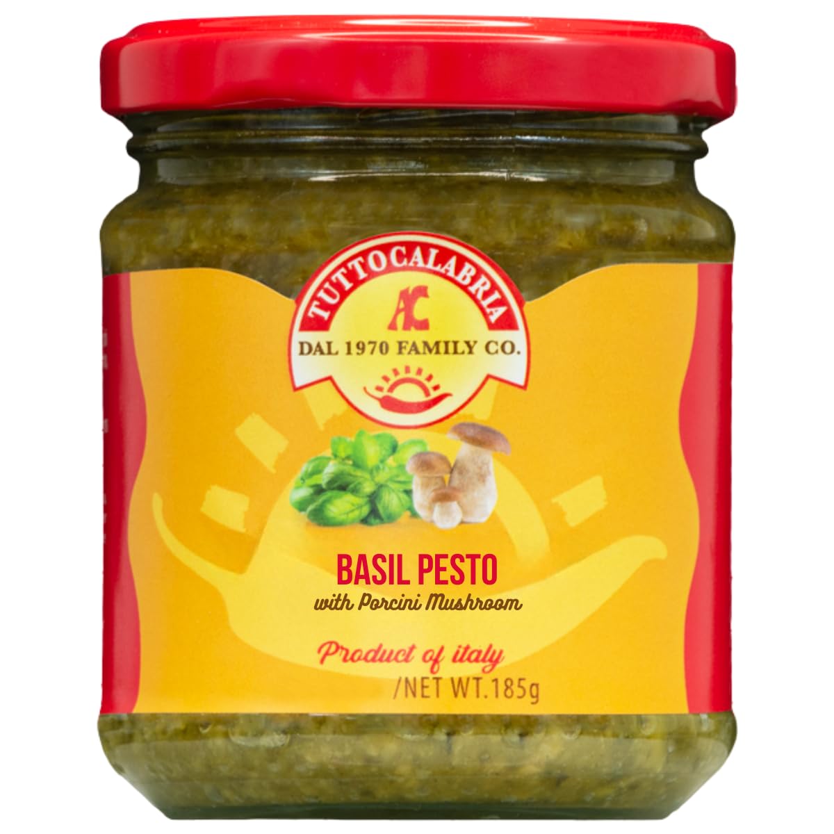 TuttoCalabria, Basil Pesto with Porcini mushroom, 6.5 oz (185 g)