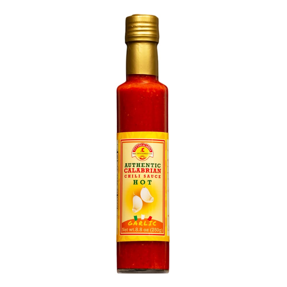 TuttoCalabria Authentic Smooth Calabrian Chili Pepper Sauce with Garlic, 250ml