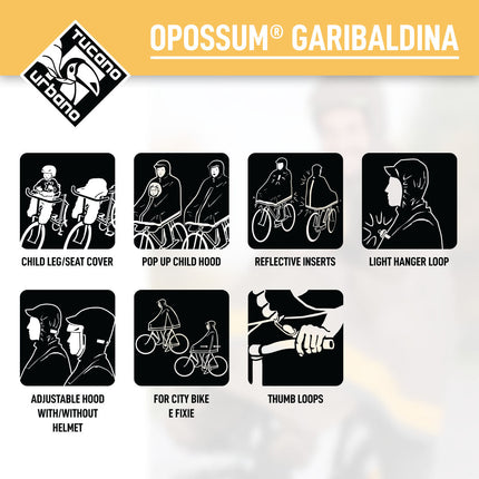 Tucano Urbano -  Bicycle Rain Cape - GARIBALDINA OPOSSUM® - Dove–Grey