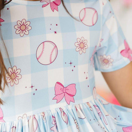 SALE Take Me Out to the Bow Game S/S Pocket Twirl Dress