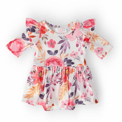 Tangerine Leaves Twirl Flutter Bodysuit
