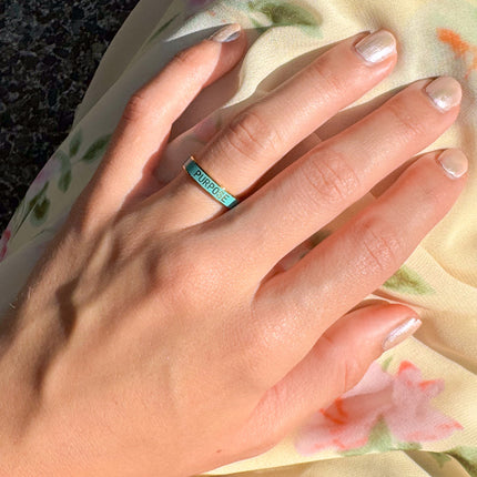 Teal Enamel Purpose Ring