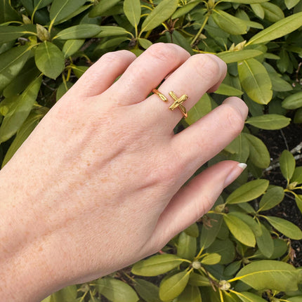 Textured Wrapped Cross Ring