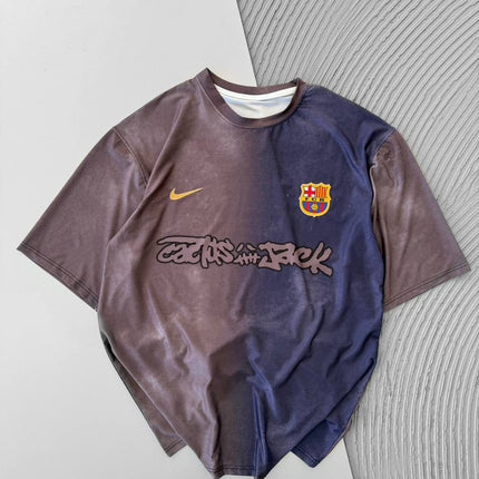 Travis Scott Cactus Jack FC Barcelona Distressed T-Shirt
