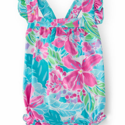 Tropical Punch Ruffle Cross Back Romper