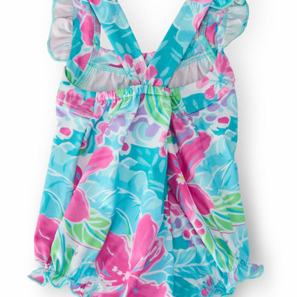 Tropical Punch Ruffle Cross Back Romper
