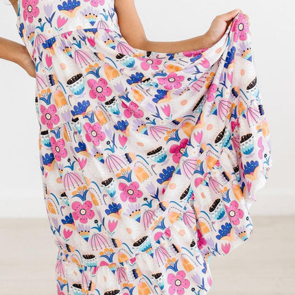 Tulip Blooms Ruffle Maxi Dress