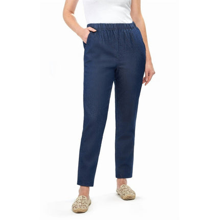 Women's Elastic Waist Pull On Jeans in Denim & Twill - Soft & Lightweight with a bit Stretch