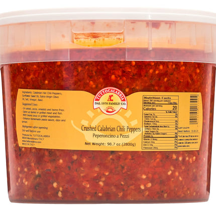 TuttoCalabria Crushed Calabrian Chili Peppers – 98.7 oz (2.8 kg) Tub